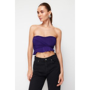 Trendyol Purple Crop Frilly Knitted Bustier