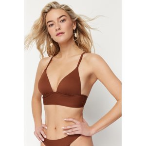 Trendyol Brown Triangle Push Up Textured Bikini Top