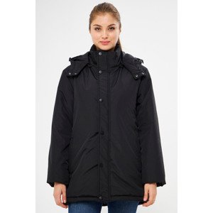 River Club Women's Black Lined Removable Hooded Water And Windproof Winter Coat & Parka