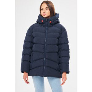 D1fference Women's Navy Blue Hooded Water And Windproof Puffer Winter Coat