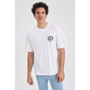 DEFACTO Comfort Fit Crew Neck Printed Cotton T-Shirt