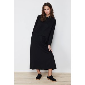 Trendyol Black Hooded Knitted Sweat Dress