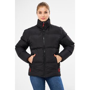 River Club Women's Black Fiber Inner Water And Windproof Hooded Puffer Sports Winter Coat