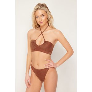 Trendyol Brown Strapless Glitter Bikini Top