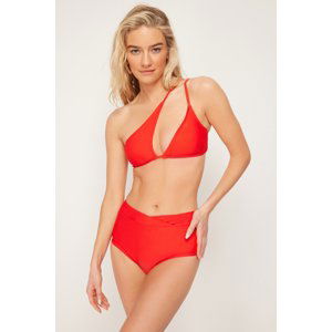 Trendyol Red One-Shoulder Cut Out/Windowed Bikini Top