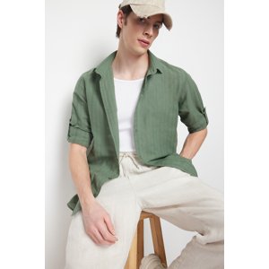 Trendyol Khaki Regular Fit Etamine Textured Shirt Shirt