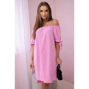 Dress with ties on the sleeves - light pink