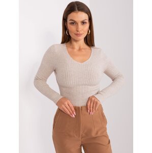 Beige fitted viscose sweater