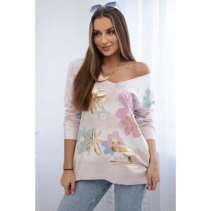 Blouse with floral motif powder pink