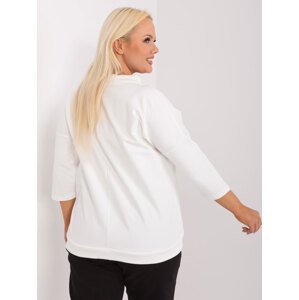 Ecru women's plus size blouse with pocket and drawstrings