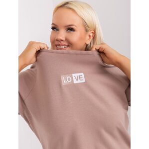 Dark beige plus size blouse with inscription