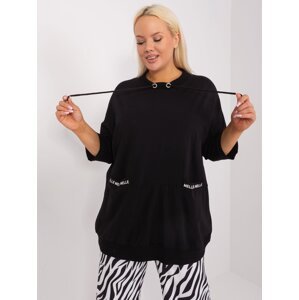 Black loose blouse plus size with pockets