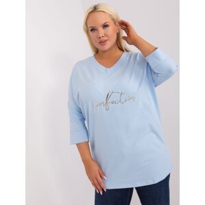 Light blue loose cotton blouse plus size