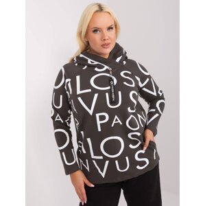 Dark khaki cotton sweatshirt plus size with print