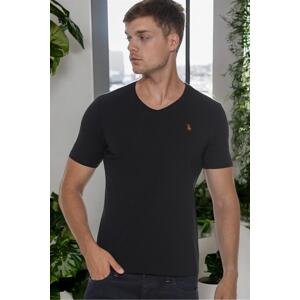 T8568 DEWBERRY V-NECK MEN'S T-SHIRT-LIGHT BLACK