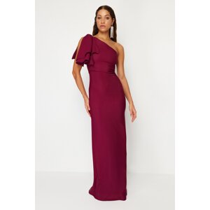 Trendyol Damson Plain Fitted Woven Evening Dress & Prom Dress