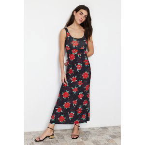 Trendyol Multi Color Floral Strap Skater/Waist Open Elastic Knitted Maxi Dress