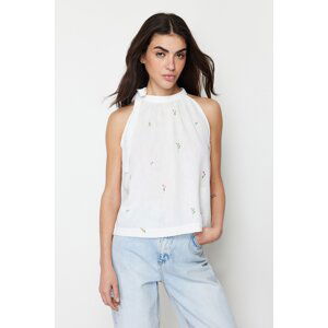 Trendyol Ecru Halter Embroidery Detail Woven Blouse