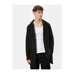 Koton Hooded Cardigan With Stitch Detail Pockets Asymmetric Cut