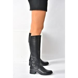 Fox Shoes Black Genuine Leather Women's Daily Boots