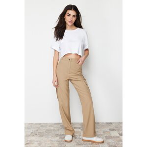 Trendyol Mink Straight/Straight Cut Woven Trousers with Cargo Pocket