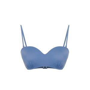 Trendyol Blue Strapless Gathered Bikini Top