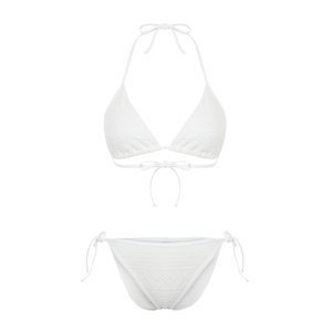 Trendyol Bridal White Triangle Tied Textured Regular Bikini Set