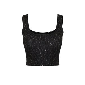 Trendyol Black Crop Shiny Sequin Embroidered Top Knitwear Blouse