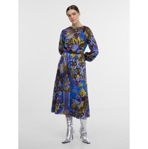 Orsay Blue Women's Patterned Satin Midi Dress - Women's