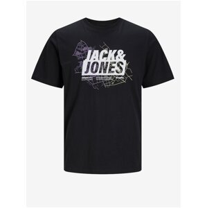 Men's Black T-Shirt Jack & Jones Map - Men's