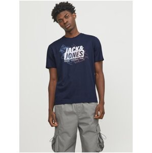 Men's Dark Blue T-Shirt Jack & Jones Map - Men's