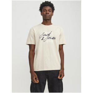 Beige Men's T-Shirt Jack & Jones Zion - Men's