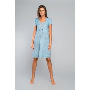 Women's Mitali Shirt with Short Sleeves - Blue Check