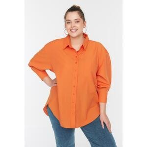 Trendyol Curve Orange Shirt Collar Shirt