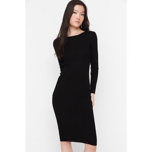 Trendyol Black Fitted Midi Sweater Dress With Back Detail