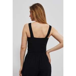 Ribbed top with wide straps - black