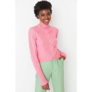 Trendyol Pink Crop Soft Textured Knitwear Sweater