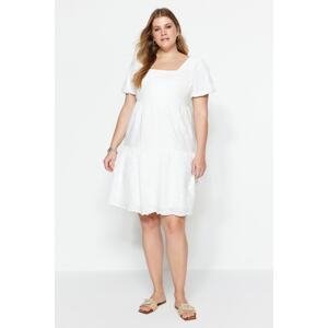 Trendyol Curve Embroidered White Woven Dress