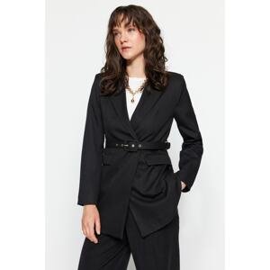 Trendyol Black Lined Woven Jacket with Belt