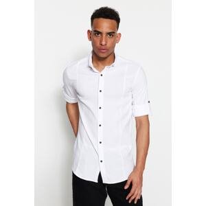 Trendyol Men's White Super Slim Fit Textured Easy-Iron Shirt