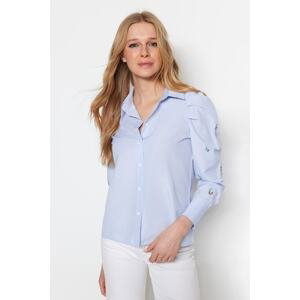 Trendyol Blue Embroidery Detail Woven Shirt