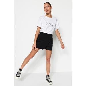 Trendyol Black Embellishment Pocket High Waist Mini Interlock Knitted Shorts Skirt