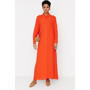 Trendyol Orange 100% Viscose Woven Shirt Dress