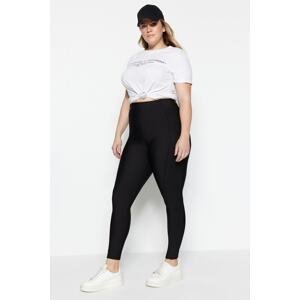 Trendyol Curve Black Knitted High Waist Sports Tights with Stitching Detail