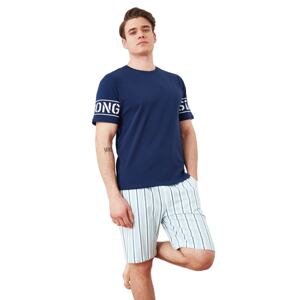 Trendyol Navy Blue Men's Printed Knitted Pajamas Set