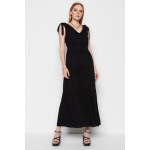 Trendyol Black A-Line Maxi Woven Flounce Woven Dress
