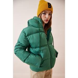 Happiness İstanbul Women's Green Hooded Puffer Coat