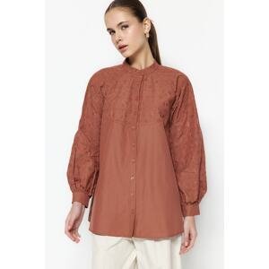 Trendyol Brown Embroidered Woven Shirt