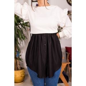 armonika Women's Black Elastic Waist Shirt Skirt