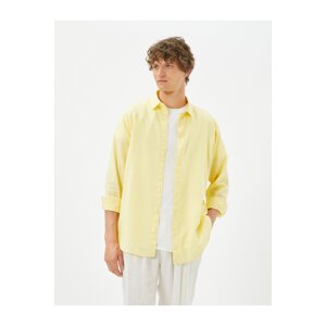 Koton Linen Blend Shirt Classic Collar Long Sleeve